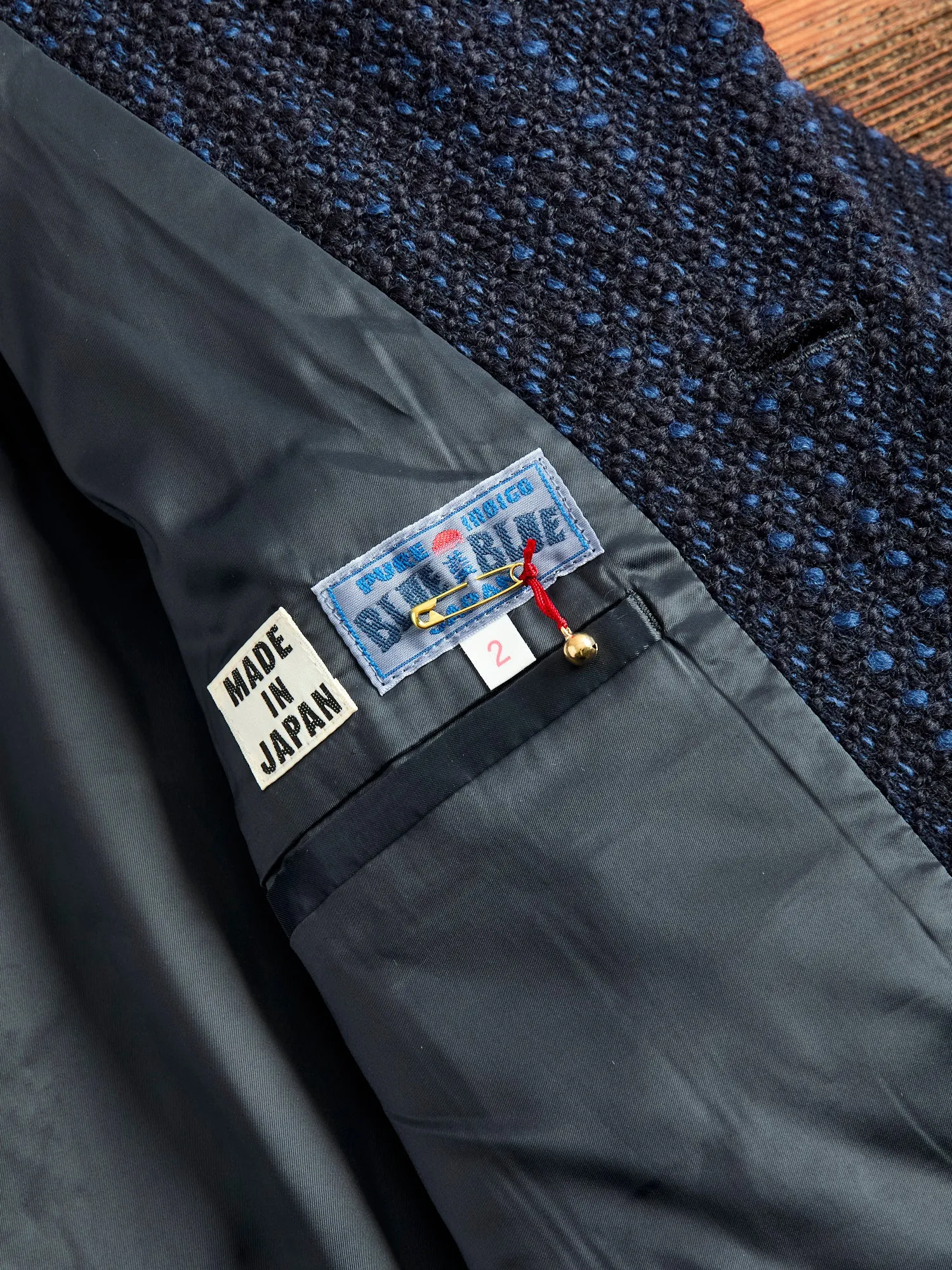 Slub Yarn Tweed 5B Jacket in Dark Navy