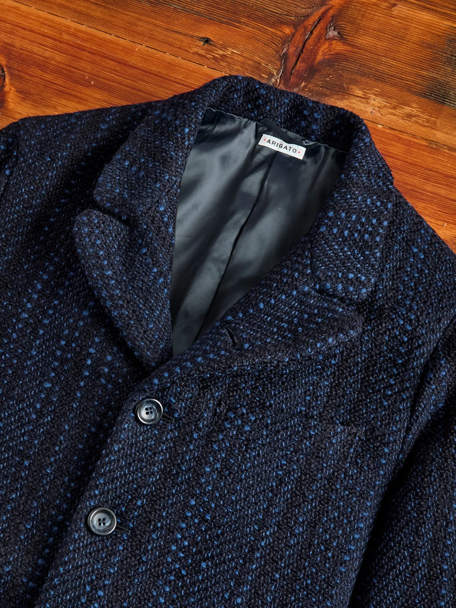 Slub Yarn Tweed 5B Jacket in Dark Navy