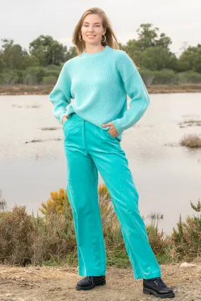 Sun Sea & Roses – Farretti Corduroy Cargo Pants Turquoise