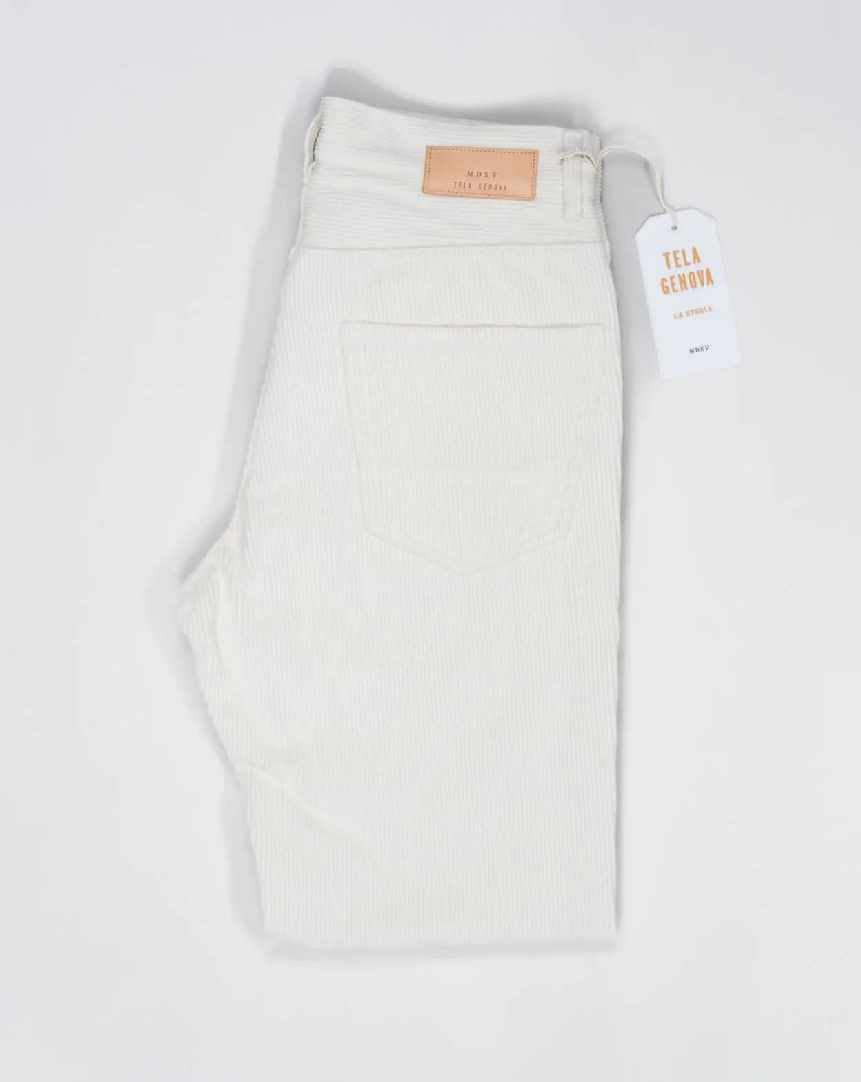 Tela Genova 5-Pocket Corduroy Pants / Ecru