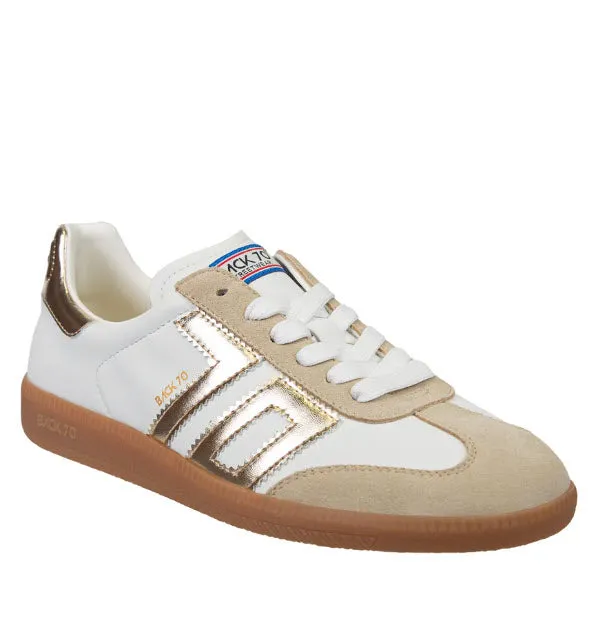 The Retro Soccer Lace Sneaker in Beige