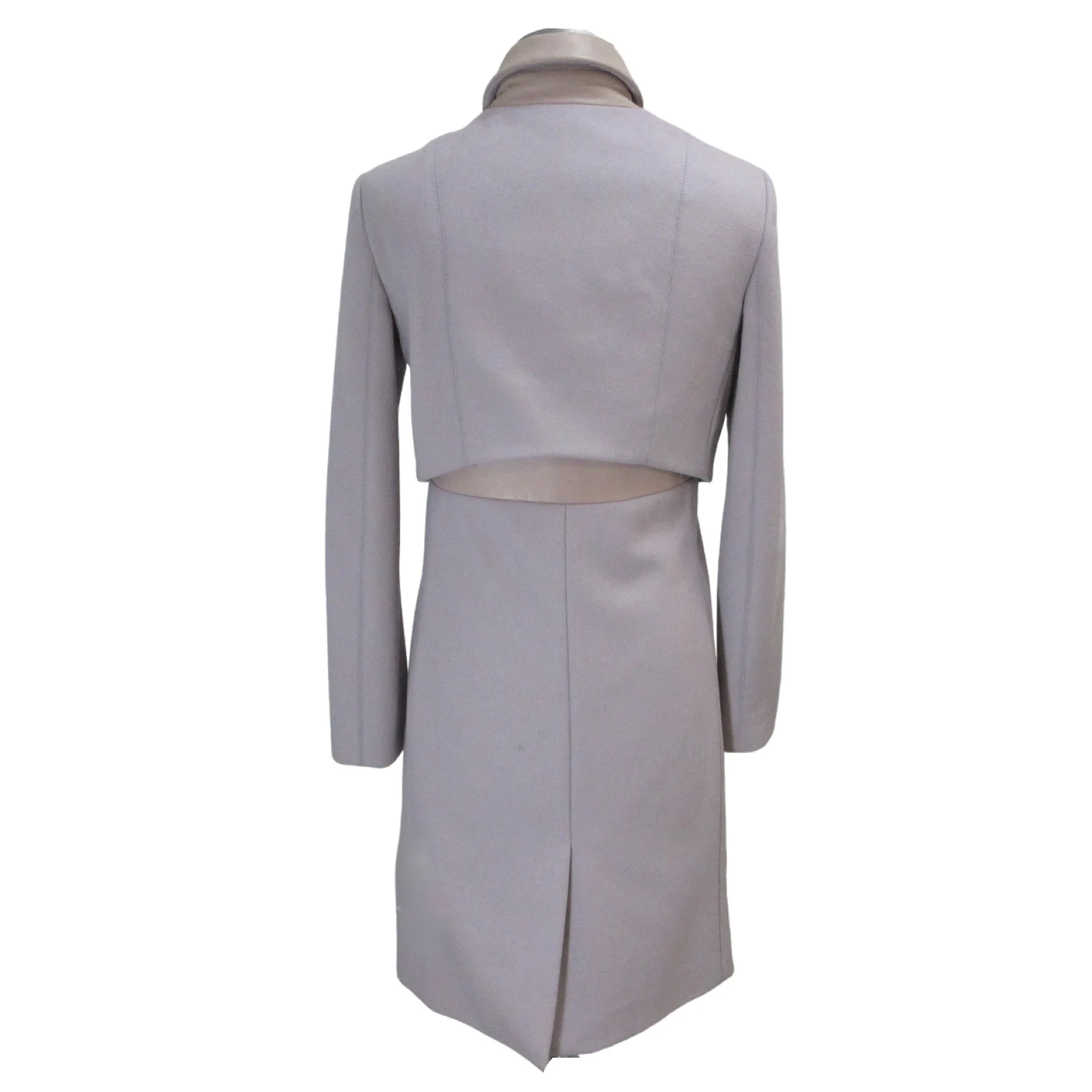 The Row Lilac Wool and Lambskin Leather Coat