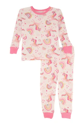 Toddler Girls Graphic Thermal Top and Pants Set