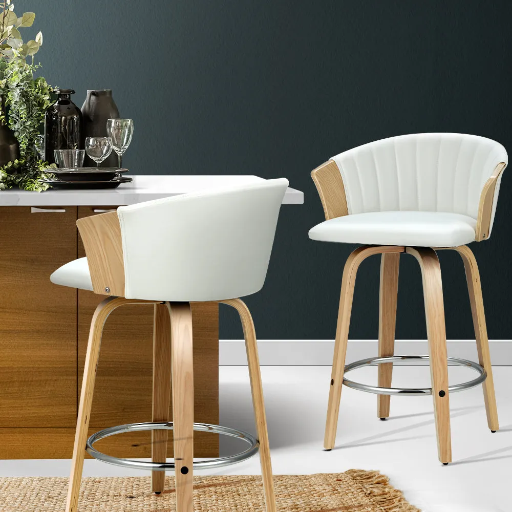 Two Bar Stools Kitchen Leather Barstools Swivel Counter Chairs