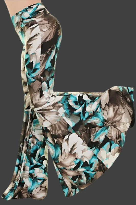 Uptown Tall Wide Bell Bottom Floral Skinny Pants - Mint