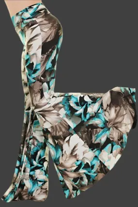 Uptown Tall Wide Bell Bottom Floral Skinny Pants - Mint