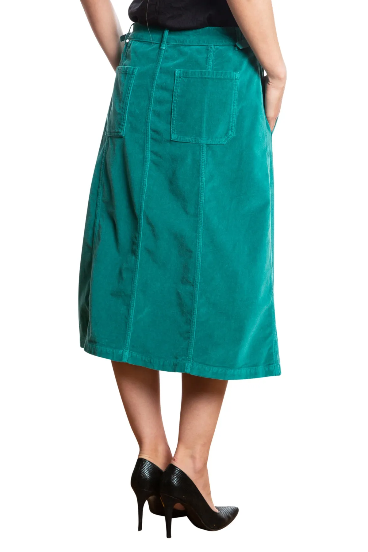 Velveteen A line skirt in Emerald