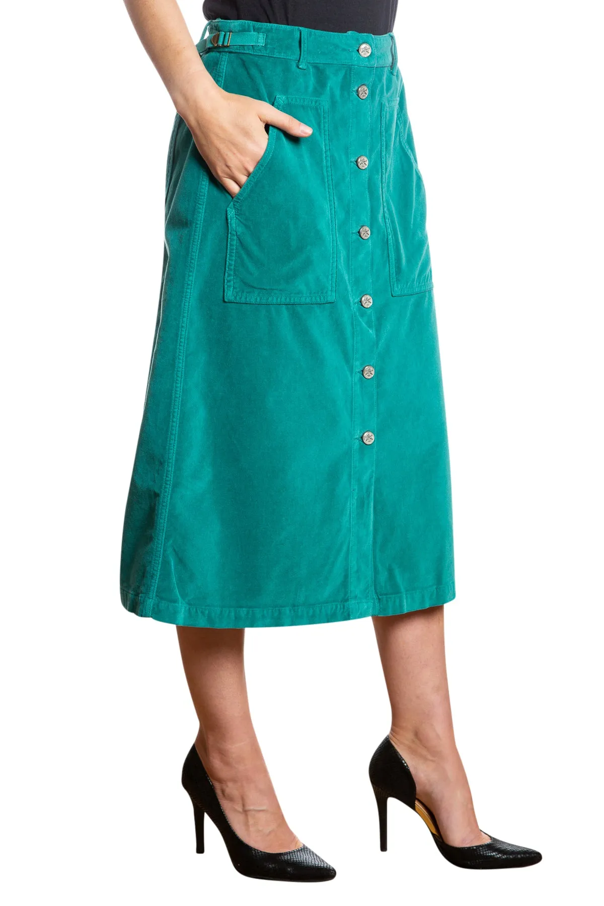 Velveteen A line skirt in Emerald