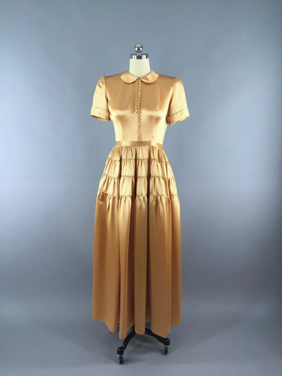 Vintage 1930s - 1940s Silk Satin Dress / Fred Perlberg