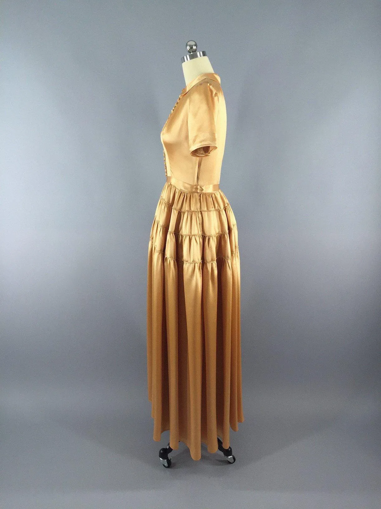 Vintage 1930s - 1940s Silk Satin Dress / Fred Perlberg