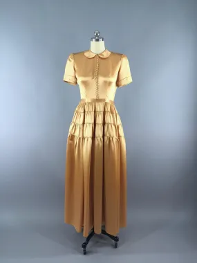 Vintage 1930s - 1940s Silk Satin Dress / Fred Perlberg