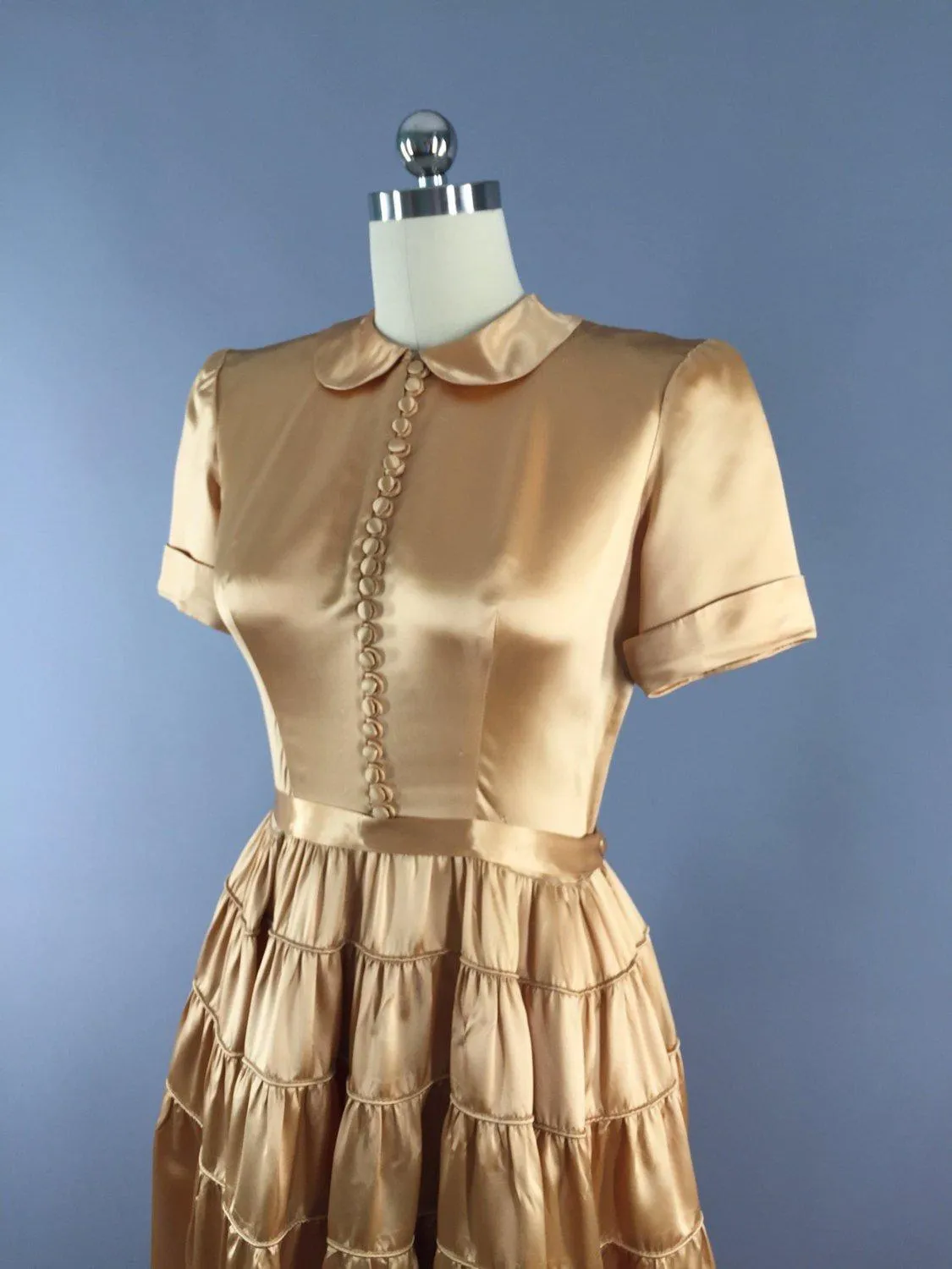 Vintage 1930s - 1940s Silk Satin Dress / Fred Perlberg