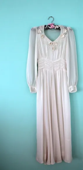 Vintage 1930s White Silk Chiffon Bridal Gown