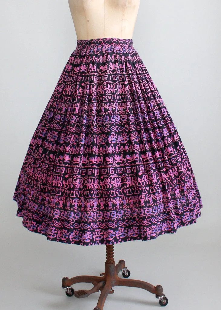 Vintage 1950s Peck & Peck Symbols Full Skirt