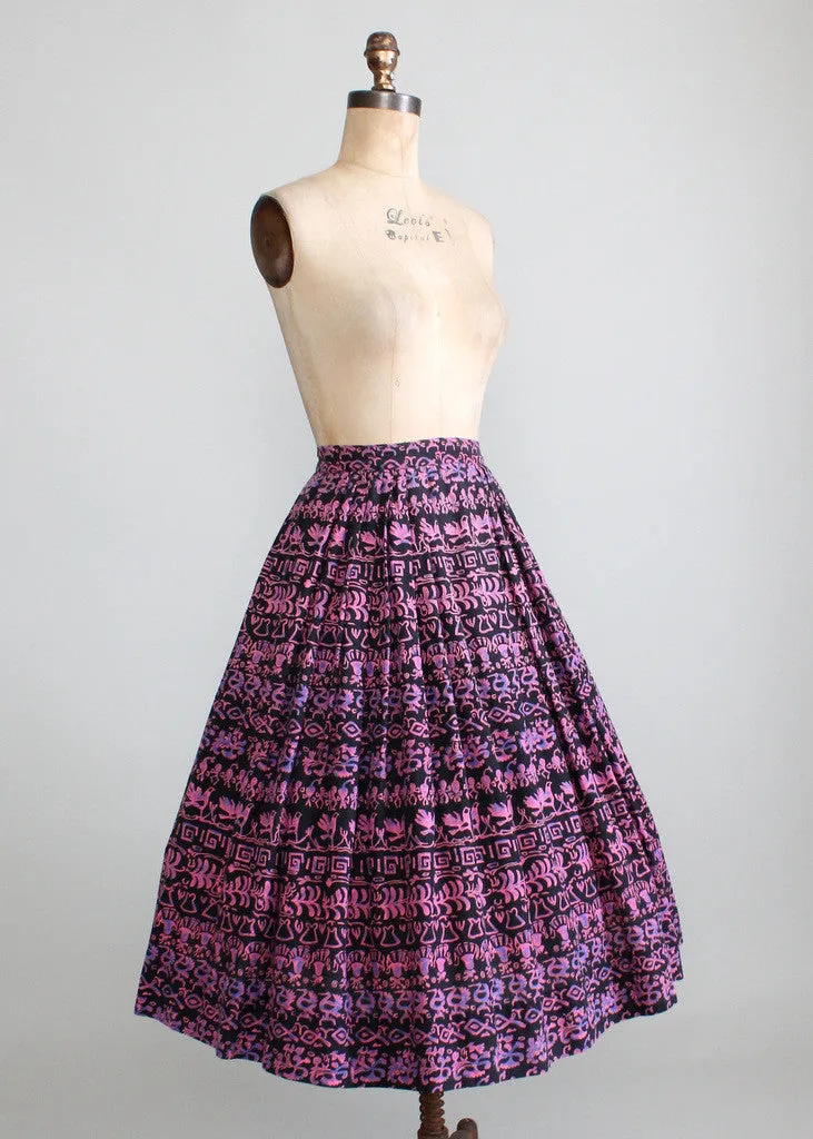 Vintage 1950s Peck & Peck Symbols Full Skirt