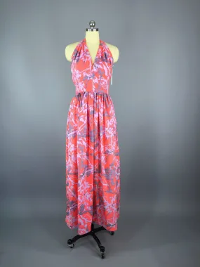 Vintage 1970s Dress / Adele Simpson Silk Maxi