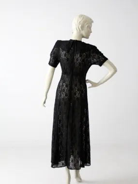 vintage 70s black lace maxi dress