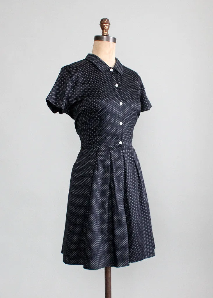 Vintage Black and White Polka Dot Shirtwaist Dress