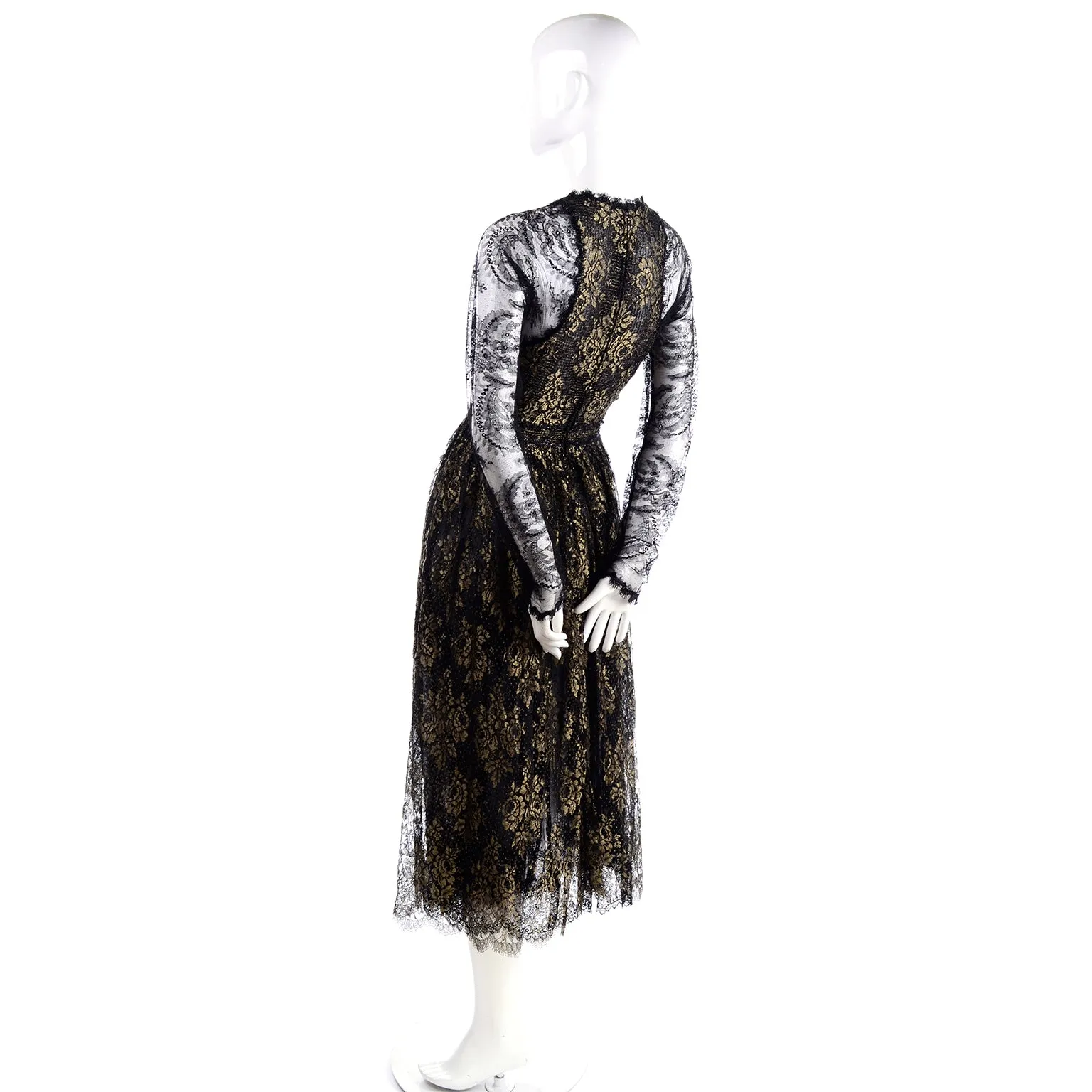 Vintage Geoffrey Beene Rare Black Lace Evening Dress