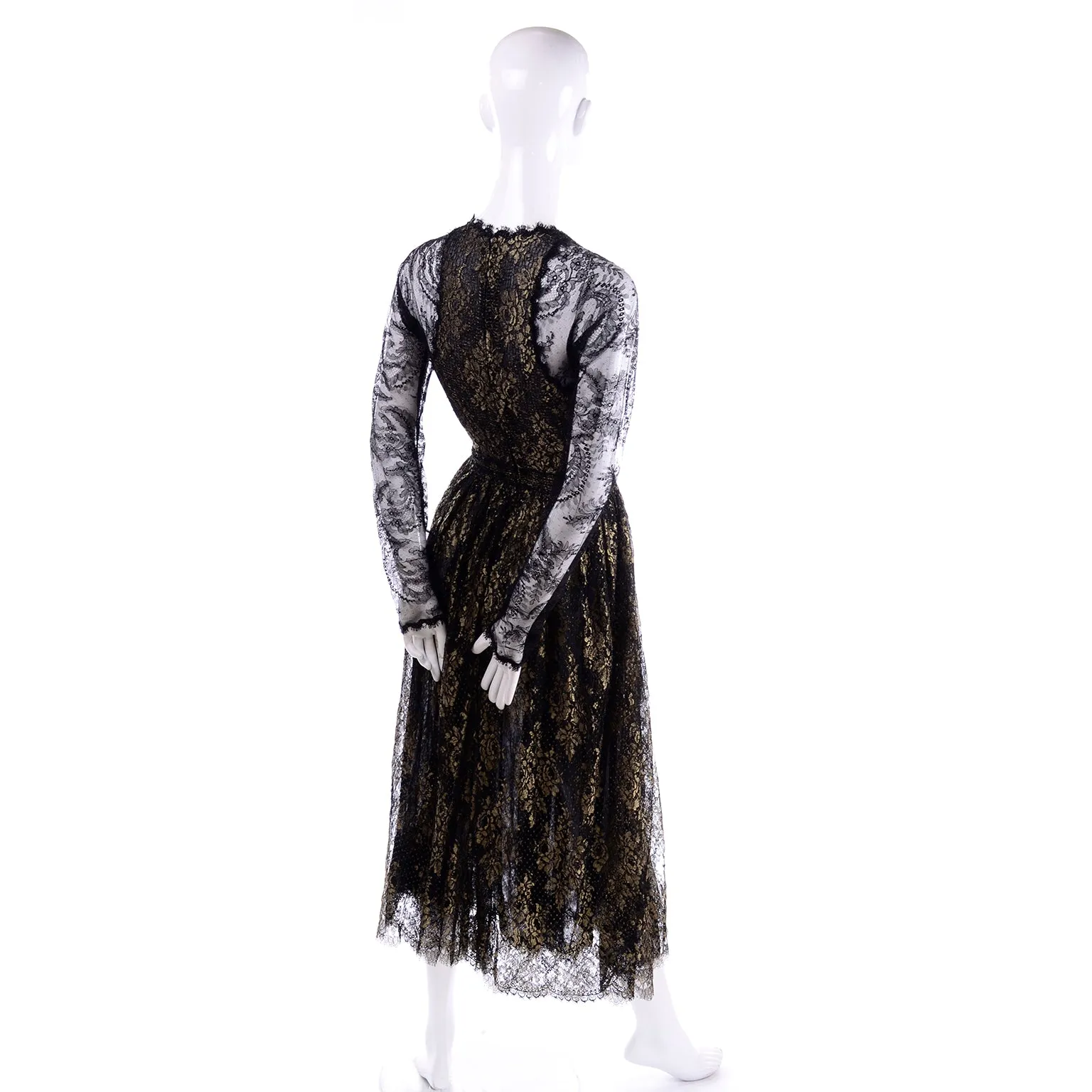 Vintage Geoffrey Beene Rare Black Lace Evening Dress