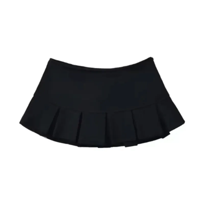 Vintage Mini Low Waist Wide Pleat Skirt