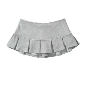 Vintage Mini Low Waist Wide Pleat Skirt