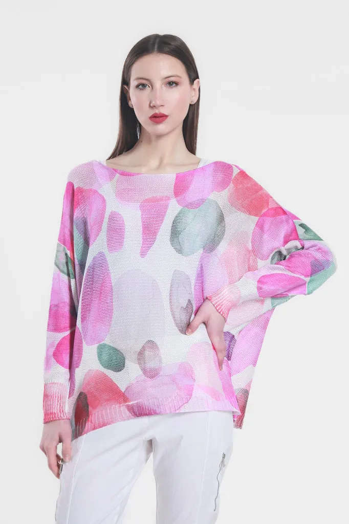 Washed Dots Danielle Batwing Open Knit Sweater (BLS424D)