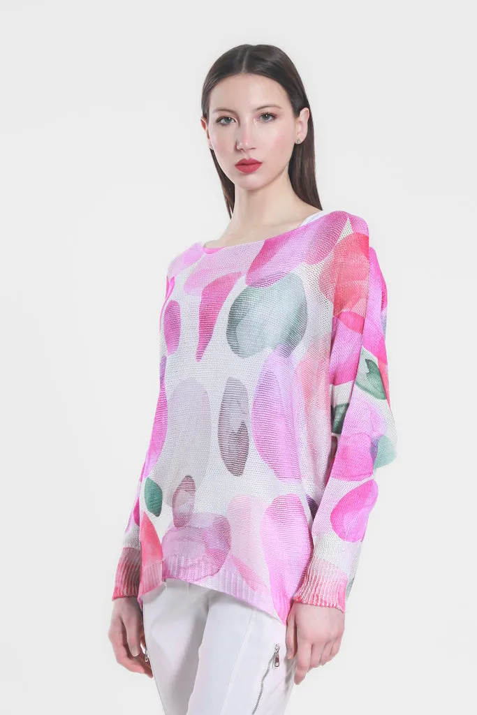 Washed Dots Danielle Batwing Open Knit Sweater (BLS424D)