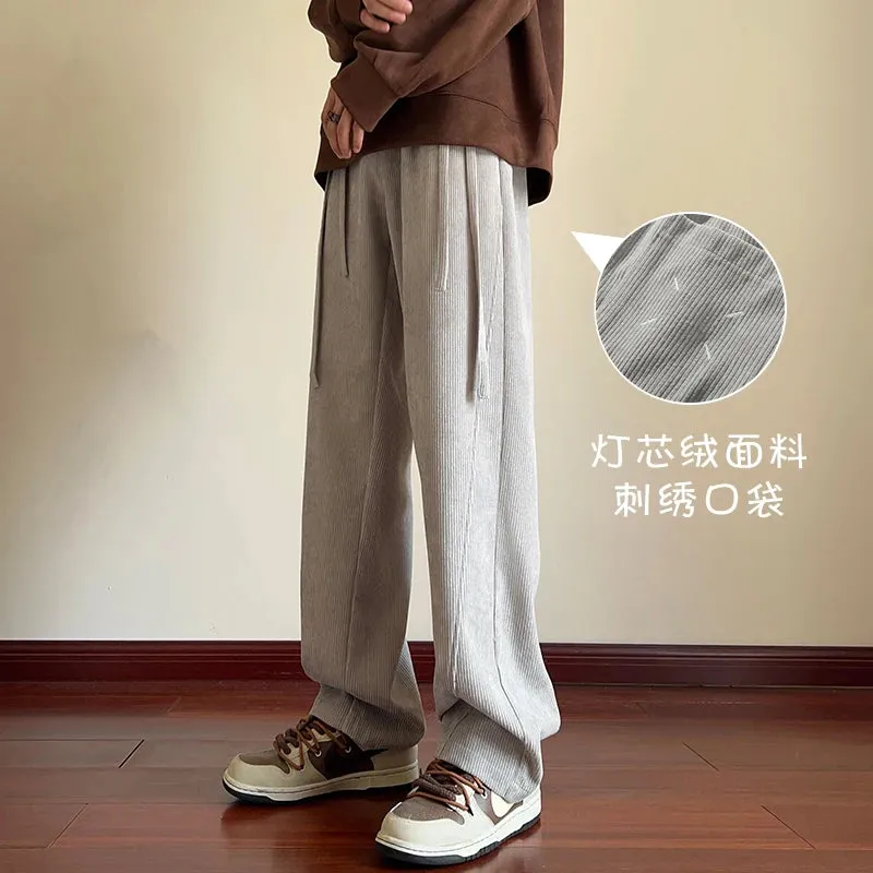 Wiaofellas  -  Corduroy Pants Male Casual Jogger Pants Men's Women's Sweatpants Y2K Clothes Straight Wide leg Baggy Pants Trousers Streetwear