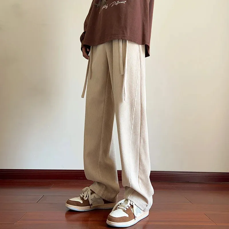 Wiaofellas  -  Corduroy Pants Male Casual Jogger Pants Men's Women's Sweatpants Y2K Clothes Straight Wide leg Baggy Pants Trousers Streetwear