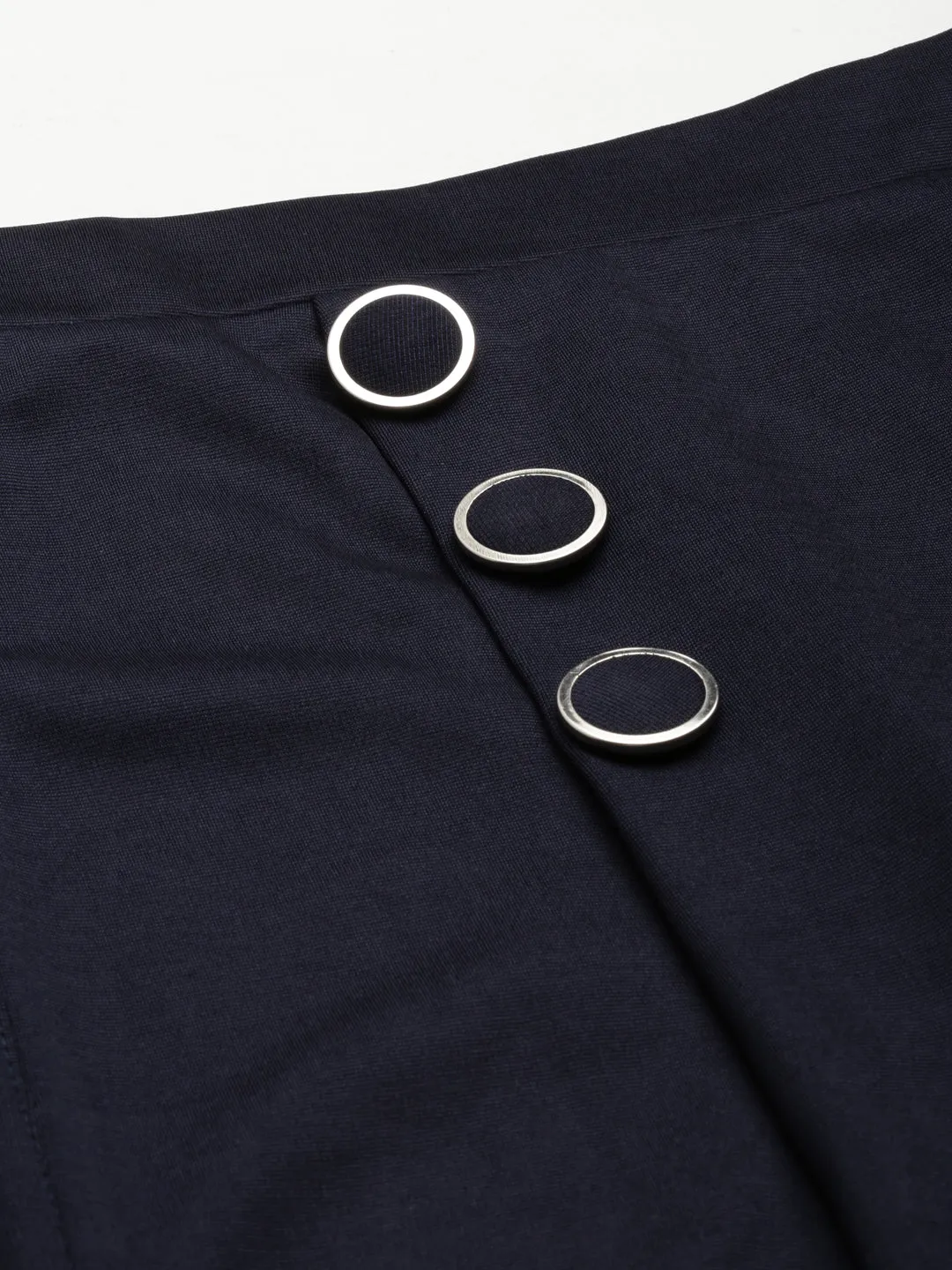 Women Navy Blue Solid Pencil Skirt