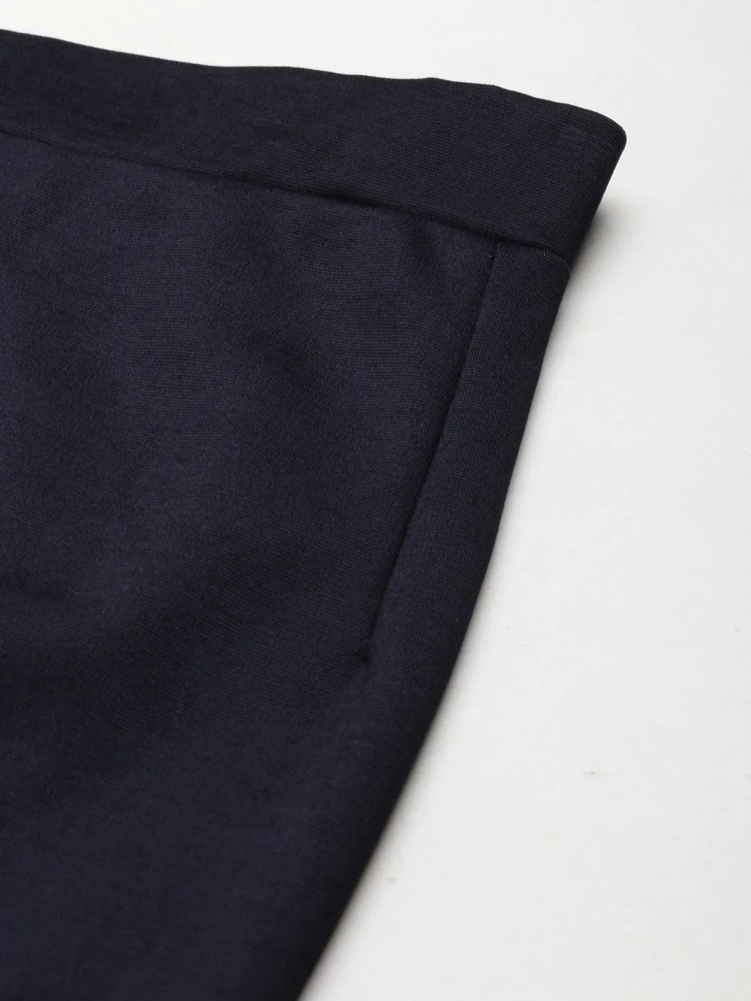 Women Navy Blue Solid Pencil Skirt