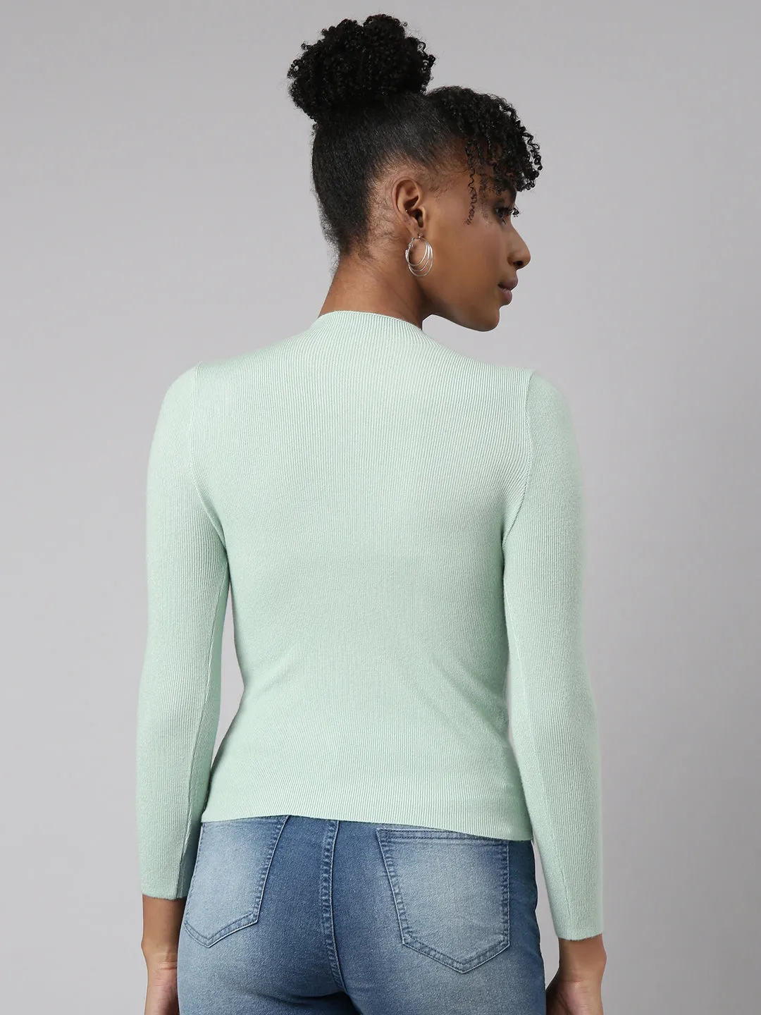 Women Sea Green Solid Top