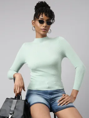 Women Sea Green Solid Top