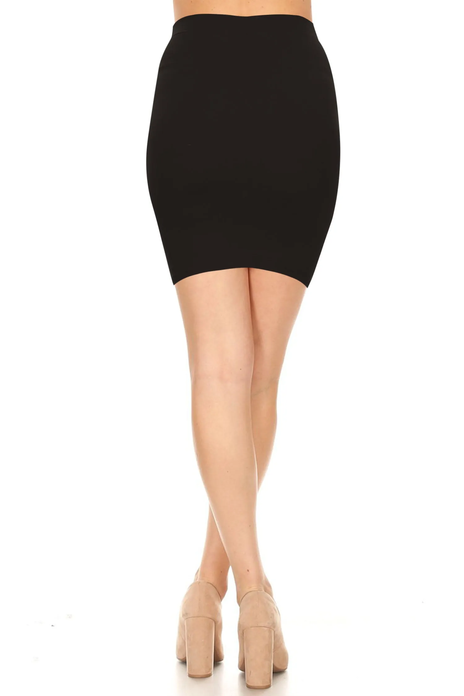 Women's Basic Bodycon Stretch Elastic Slim Casual Office Wear Solid Mini Pencil Skirt