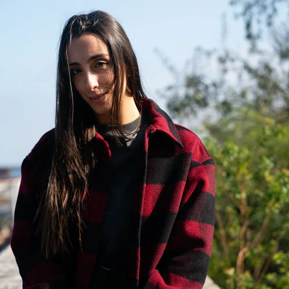 Women's Checked Plaid Coat Red/Black