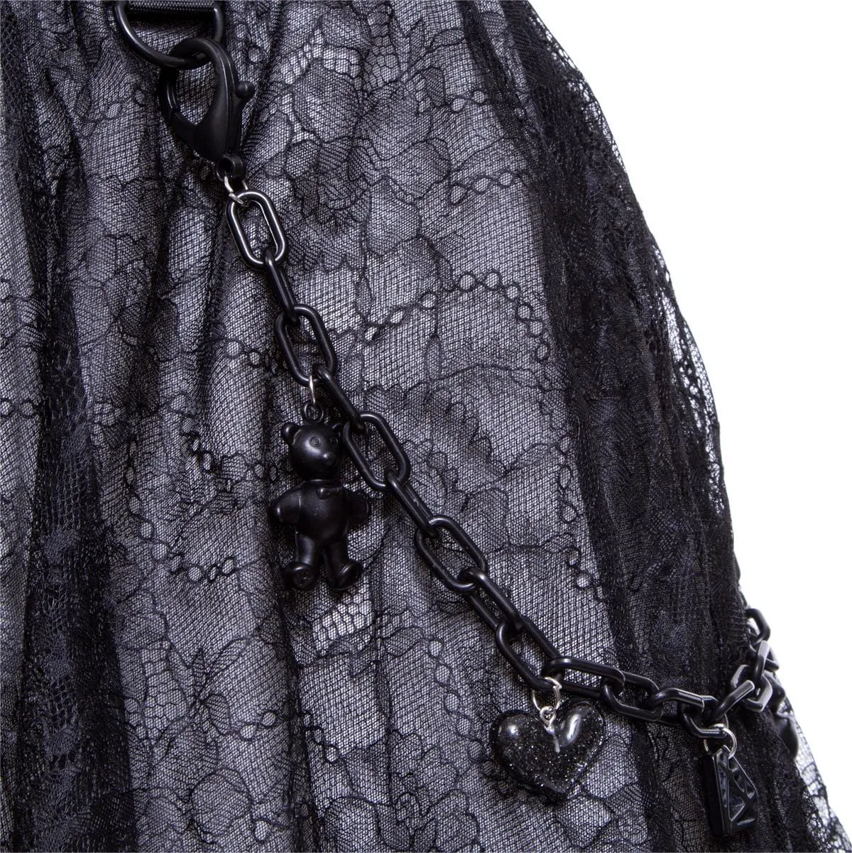 Women's Grunge Layered Lace Skirt with Chain