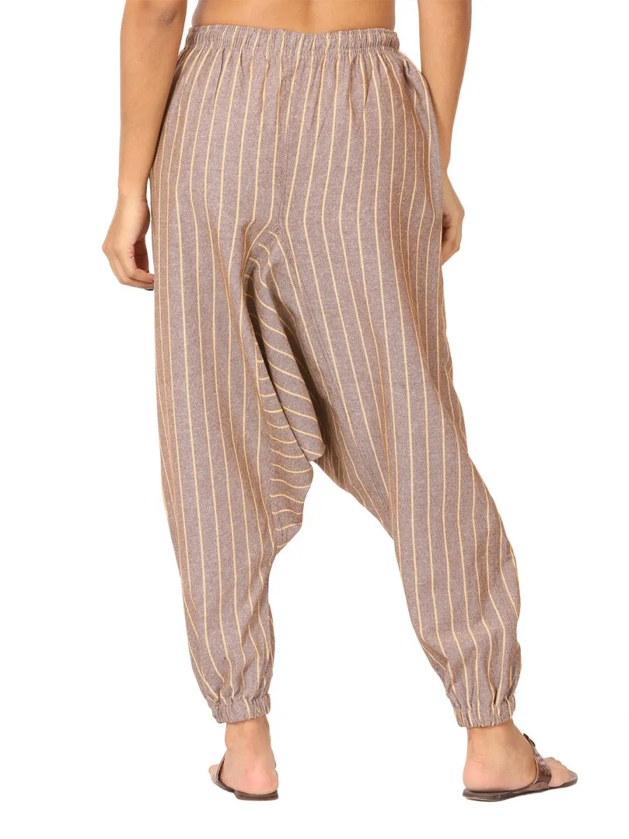 Women's Harem / Yoga Pant | Brown Stripes | Fits Waist Size 28" to 36"