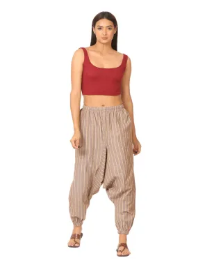 Women's Harem / Yoga Pant | Brown Stripes | Fits Waist Size 28" to 36"