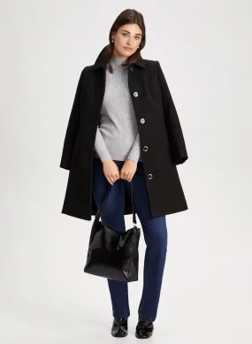 Wool-Blend Coat & Textured Bag