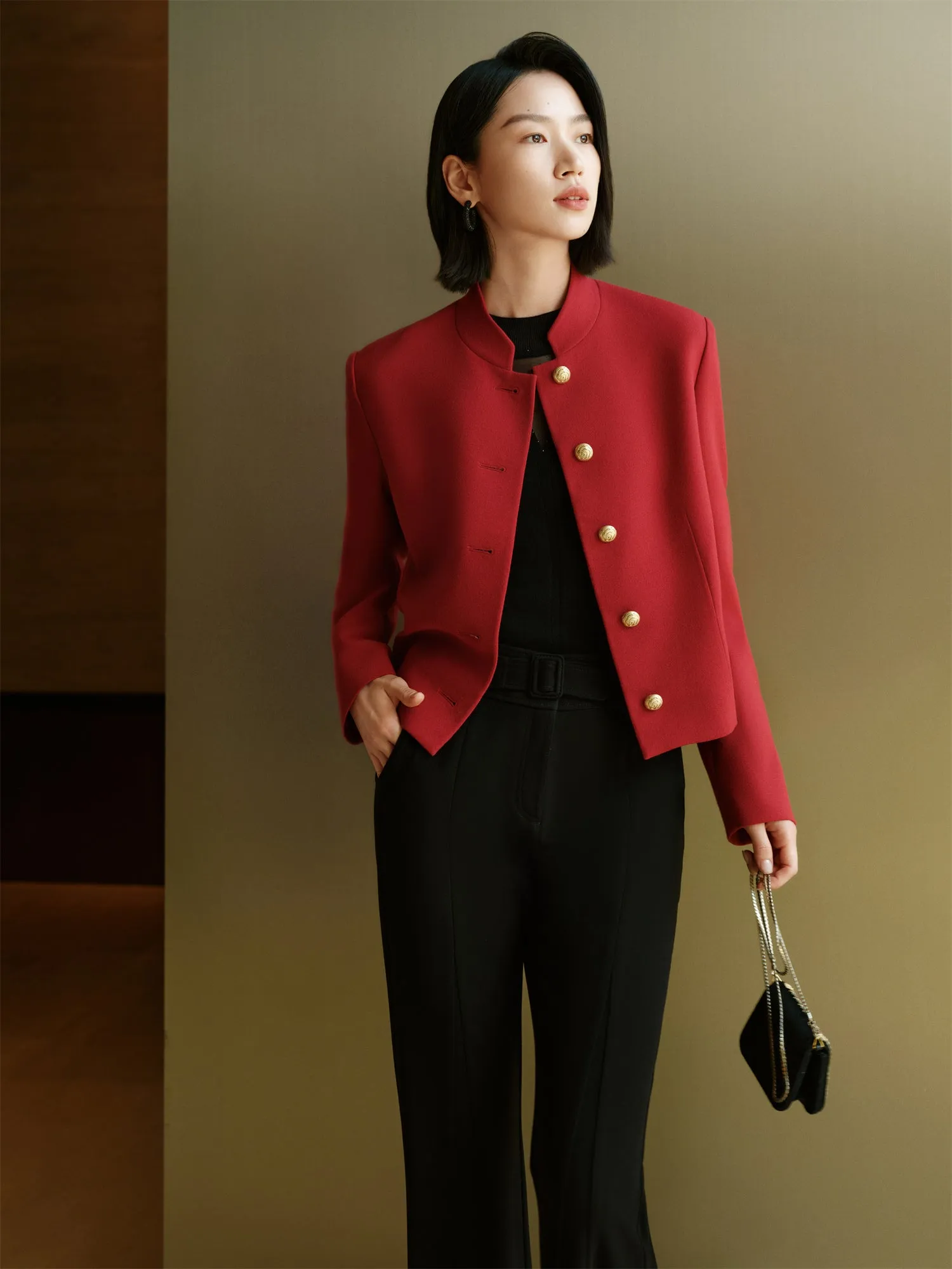 YAYING Wool Cashmere Boxy Elegant Coat