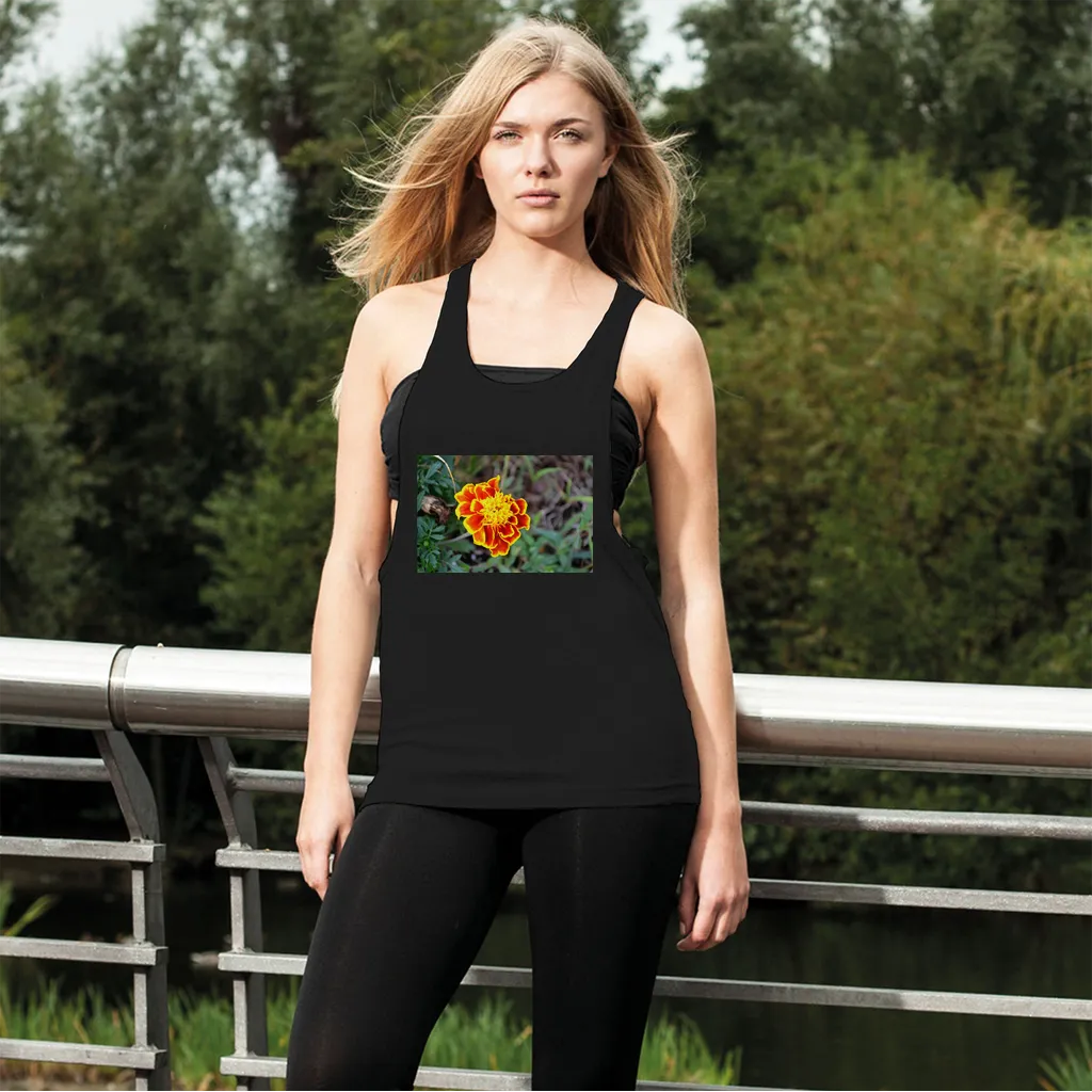 Yellow Red Flower Women's Loose Racerback Tank Top